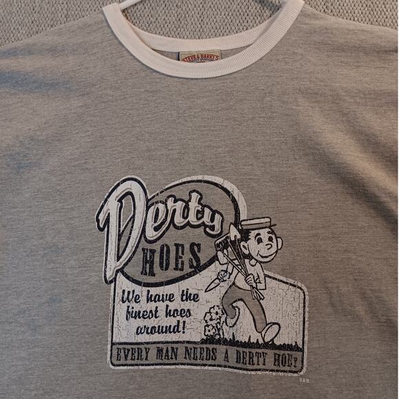 Vtg Steve & Barry's Raglan Tee XXL Grey Derty Hoes Comedy Front - Picture 6 of 12
